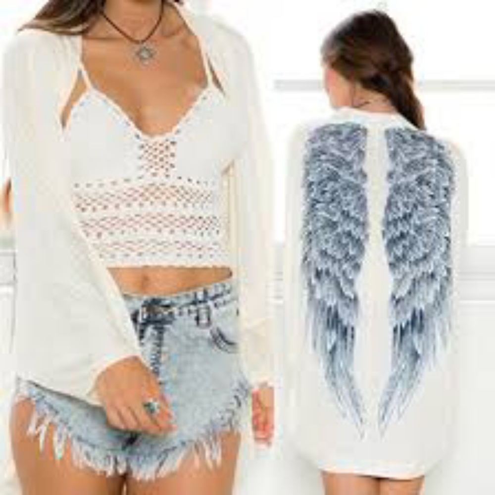 Batwing open cardigan angel wings